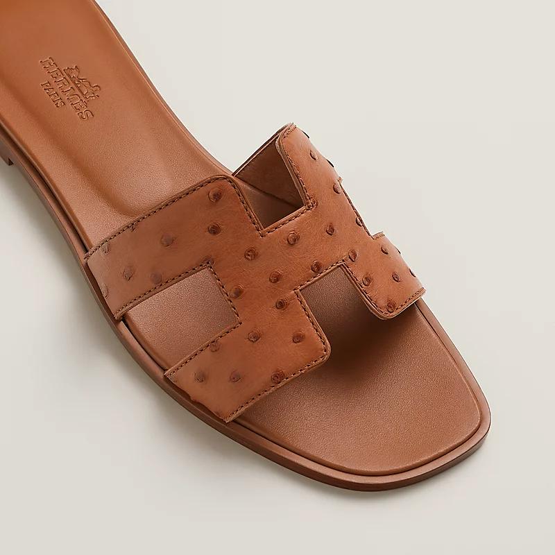 Giày Hermes Oran Sandal Nữ Nâu Họa Tiết